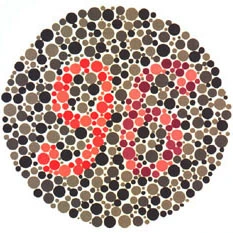 Planche pseudo isochromatique d'Ishihara, troisième table de l'examen de la vision des couleurs