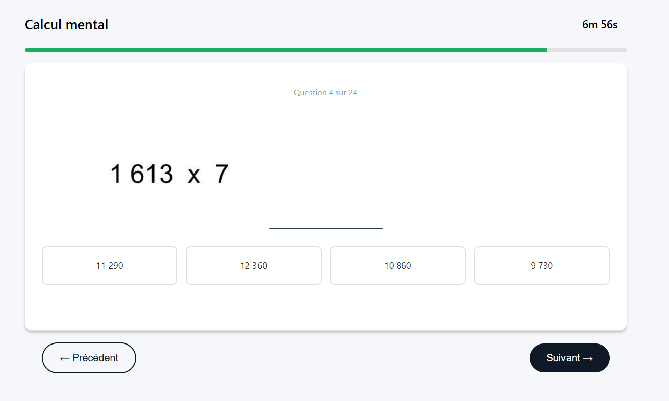 Exemple 3 du test de calcul mental, présélection EOPAN