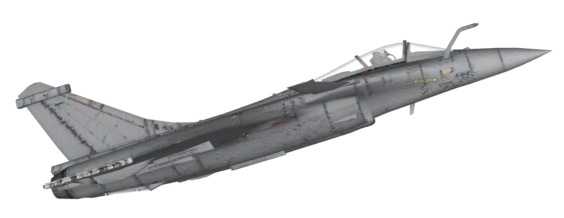 Rafale en vol à cabrer, position correspondant à l'horizon artificiel précédent