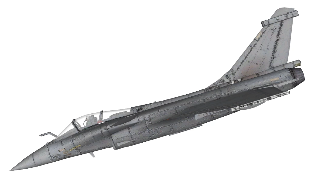 Rafale en vol en piqué, position correspondant à l'horizon artificiel précédent