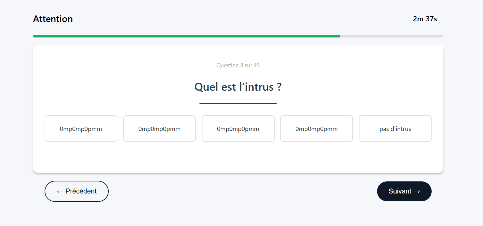 Exemple 4 du test d'attention du TAMI-C, présélection EOPAN