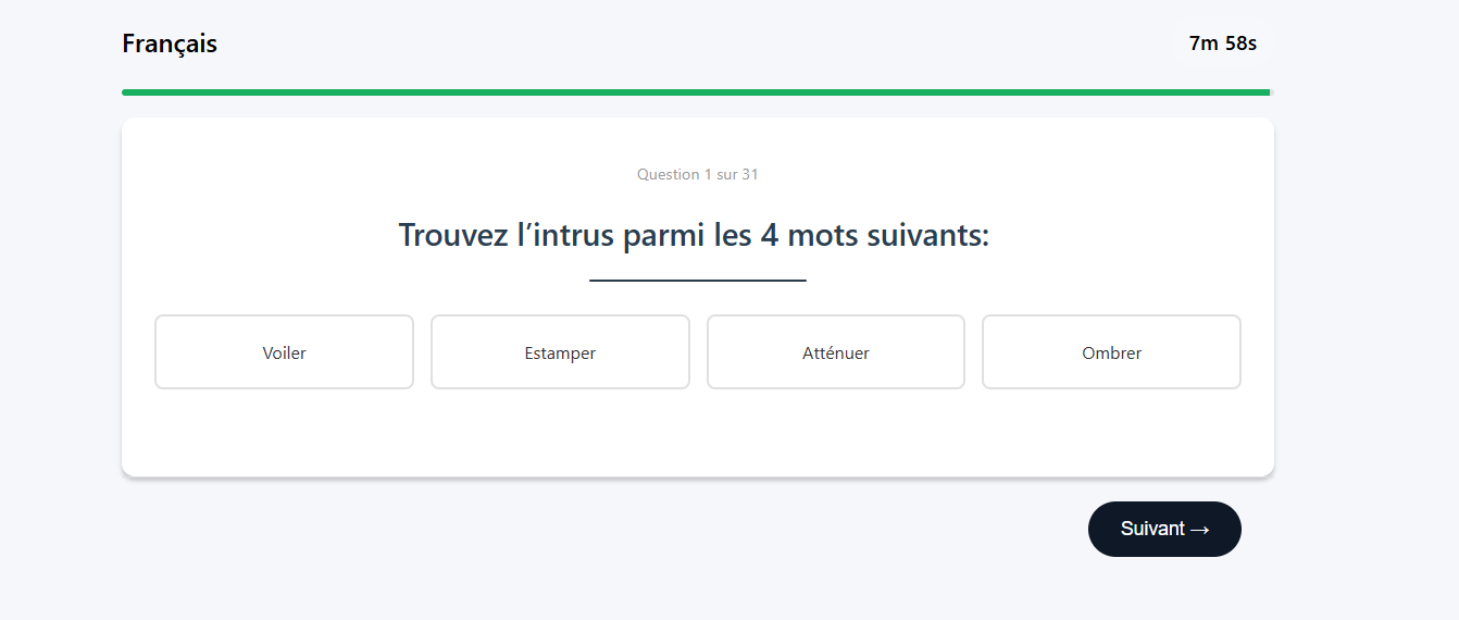 Exemple 1 du test de français du TAMI-C, présélection EOPAN