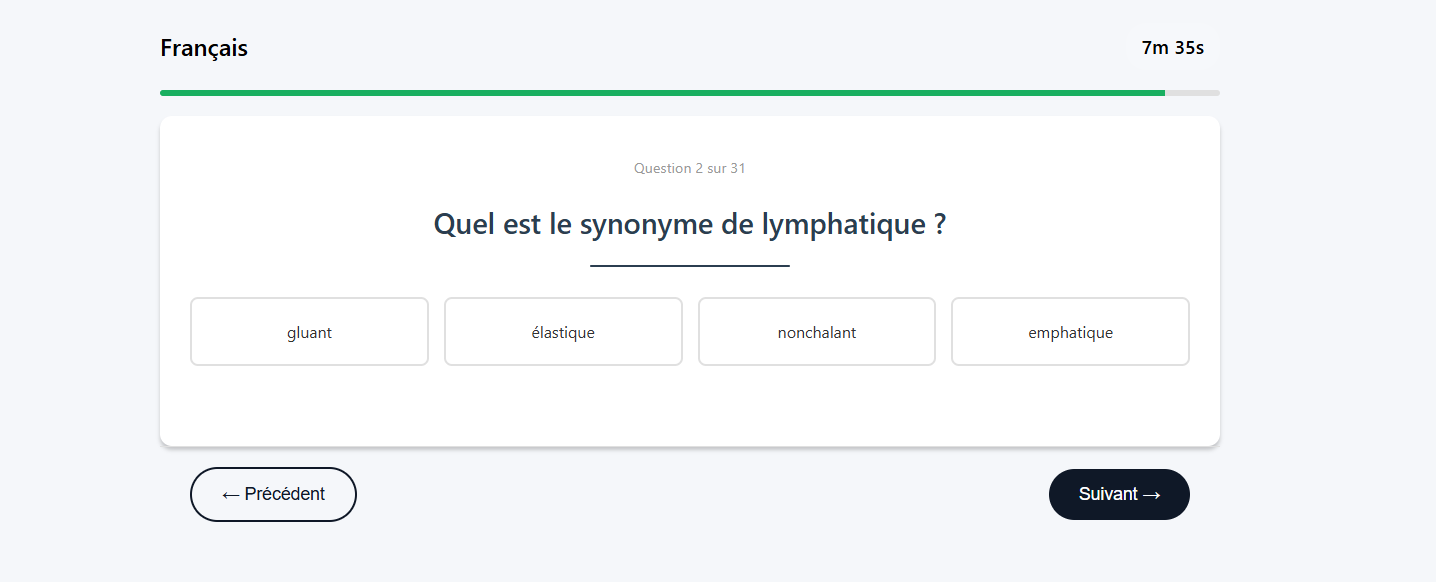 Exemple 2 du test de français du TAMI-C, présélection EOPAN