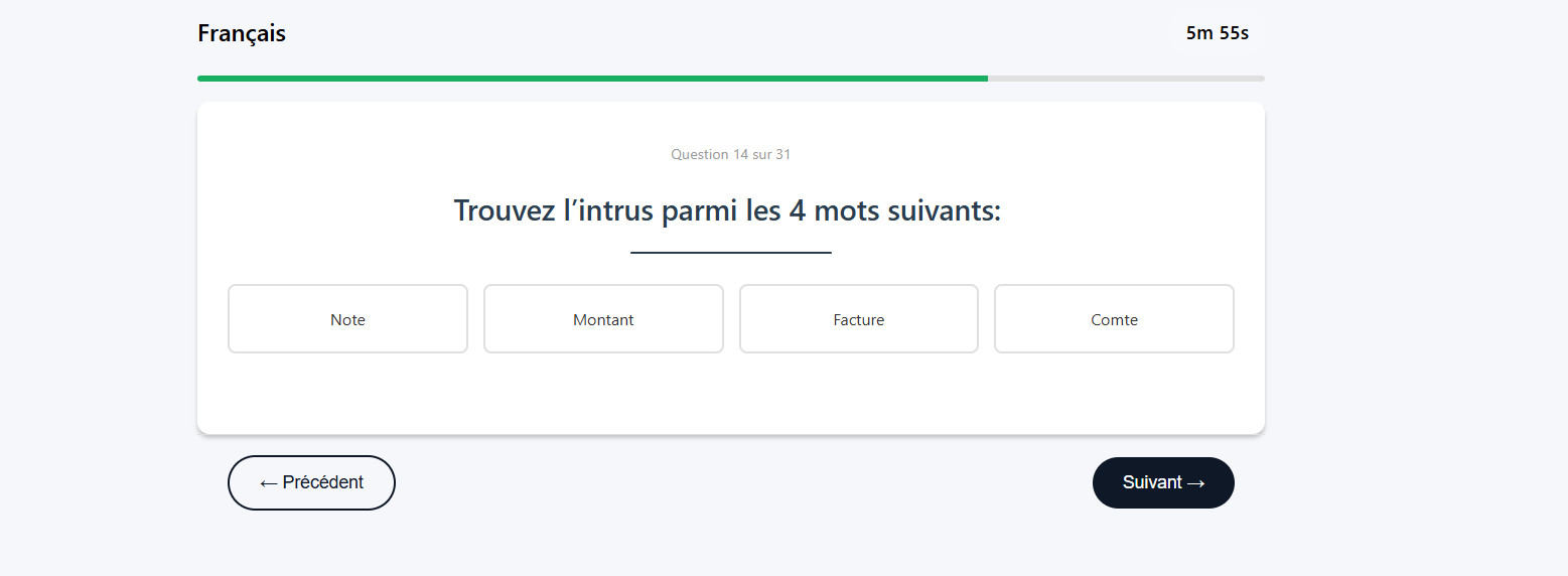 Exemple 4 du test de français du TAMI-C, présélection EOPAN