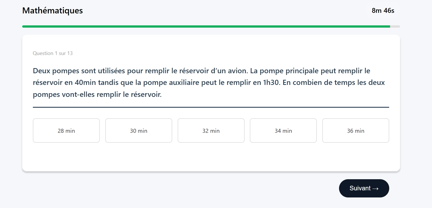 Exemple 1 du test de mathématiques du TAMI-C, présélection EOPAN