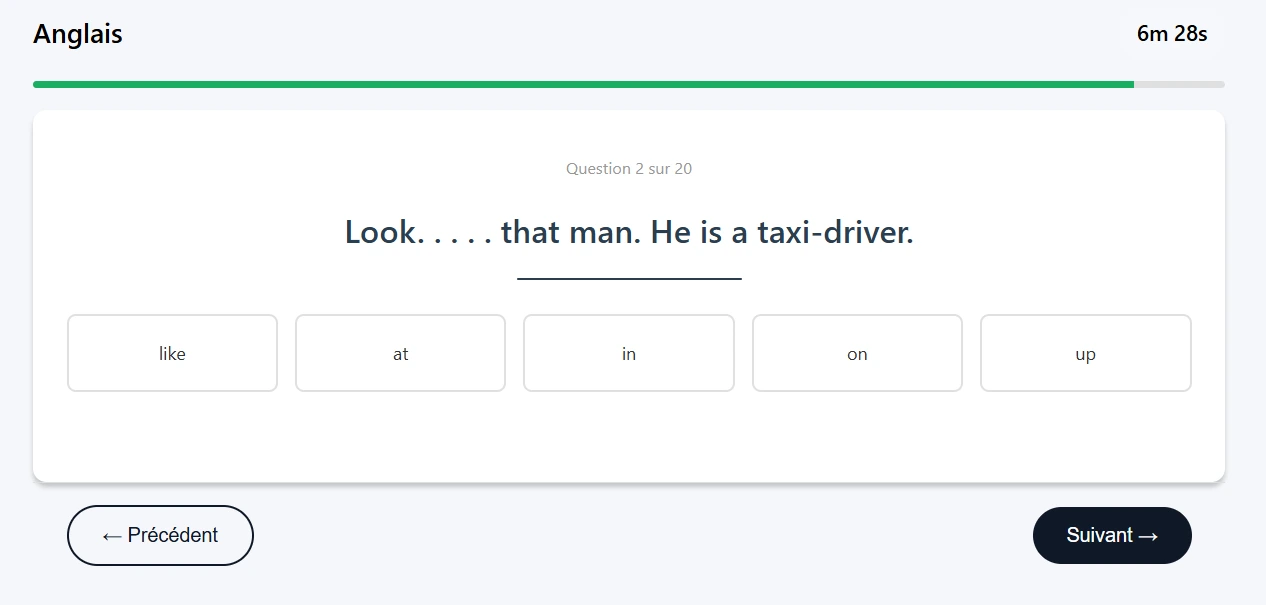 Exemple 2 du QCM d'anglais du CSO