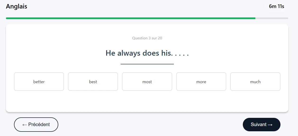 Exemple 3 du QCM d'anglais du CSO